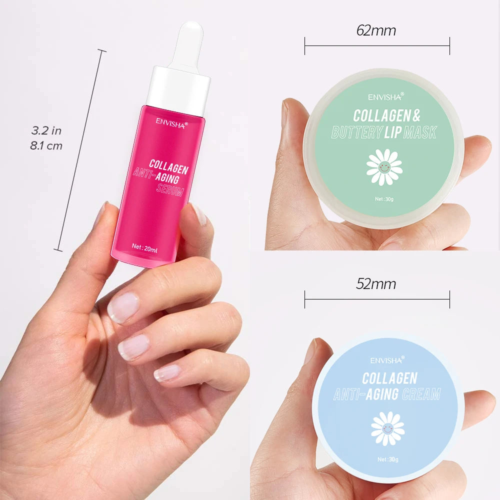 Face Skin Care Set Collagen Anti-aging Wrinkle Cream Hyaluronic Acid Lip Mask Retinol Serum Whitening Moisturizing Shrink Pores
