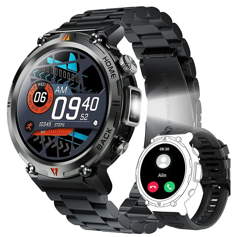 KE3/S100 Bluetooth Smart Watch Men AMOLED Screen reloj inteligente 2024 Outdoor With Flashlight Man SmartWatch For IOS Android