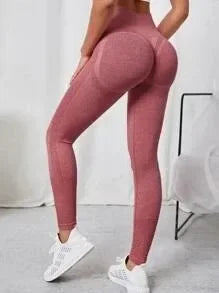 Women Seamless Solid Leggings Knit Slim Leggings High Waist Hip Liftting Fashion Elastic Fitness Yoga Tights Gym Workout Pants