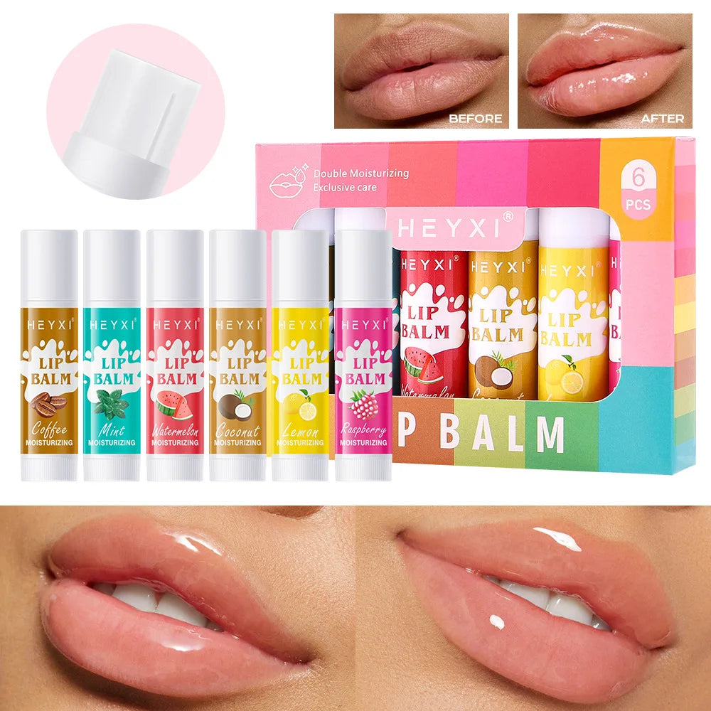 6/12Pcs Lip Balm Set Fruit Flavored 12Flavors Natural Lip Balm for Dry Cracked Lips Long Lasting Lip Care Products