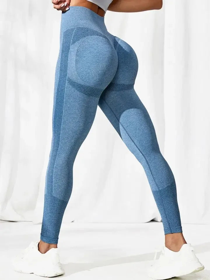 Women Seamless Solid Leggings Knit Slim Leggings High Waist Hip Liftting Fashion Elastic Fitness Yoga Tights Gym Workout Pants