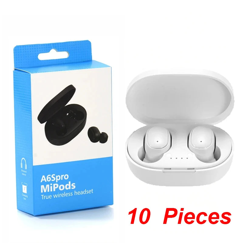 10Pcs Wholesale A6S TWS Wireless Headphones Bluetooth Earphone 5.0 Stereo Headset Earbuds with Microphone for iPhone Xiaomi
