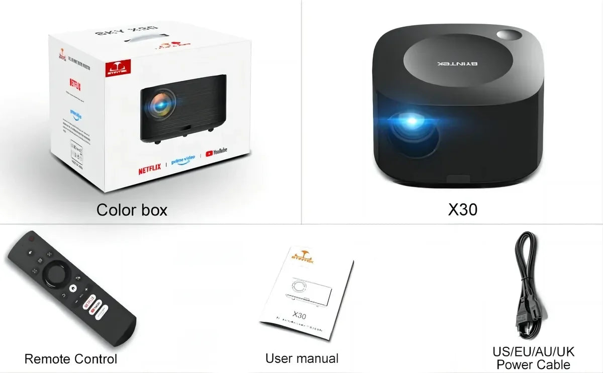 BYINTEK X30 Full HD 1080P Projector Licensed Netflix TV System Auto-focus Dolby Smart WIFI LCD LED Video Home Theater Projector