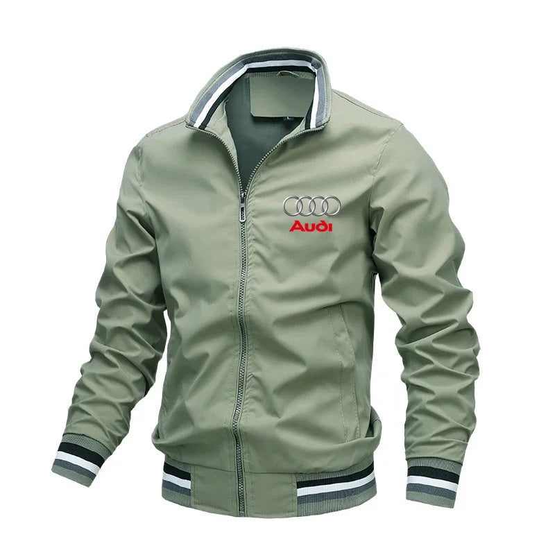 Chaqueta de motocicleta para hombre, abrigo con estampado de logotipo de coche Audi, cortavientos informal, ropa de carrera 2024