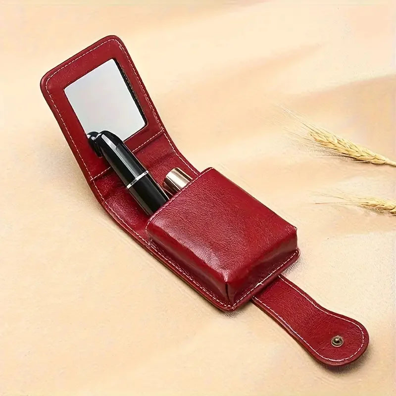 Lipstick Storage Bag with Mirror Portable Travel Makeup Bag Mini Toiletry Organizer Pouch Storage Makeup Tools Storage Case
