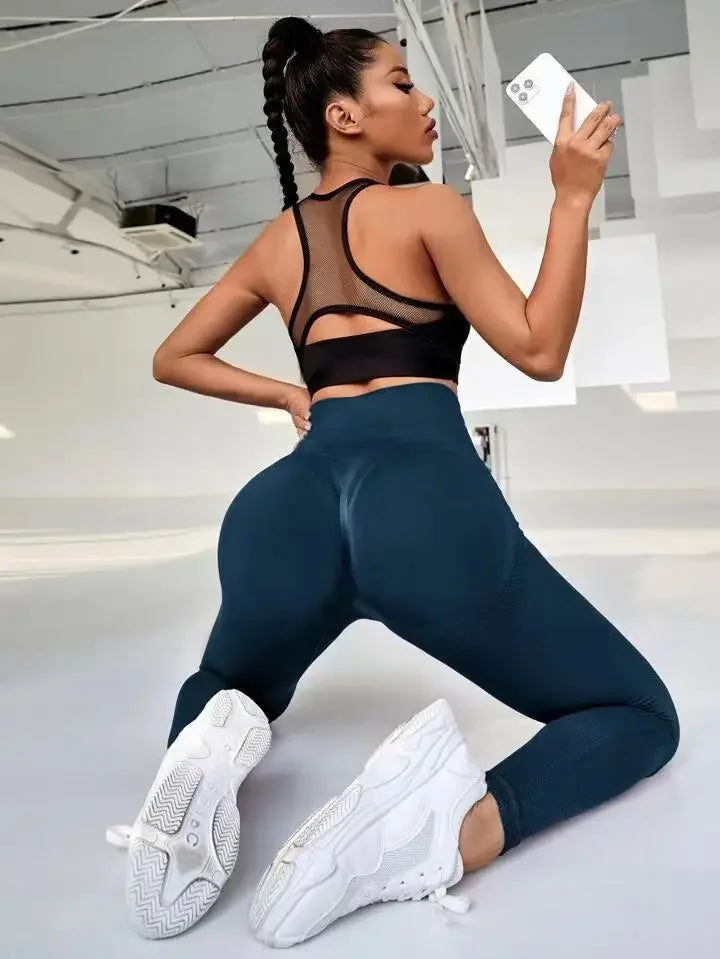 Women Seamless Solid Leggings Knit Slim Leggings High Waist Hip Liftting Fashion Elastic Fitness Yoga Tights Gym Workout Pants