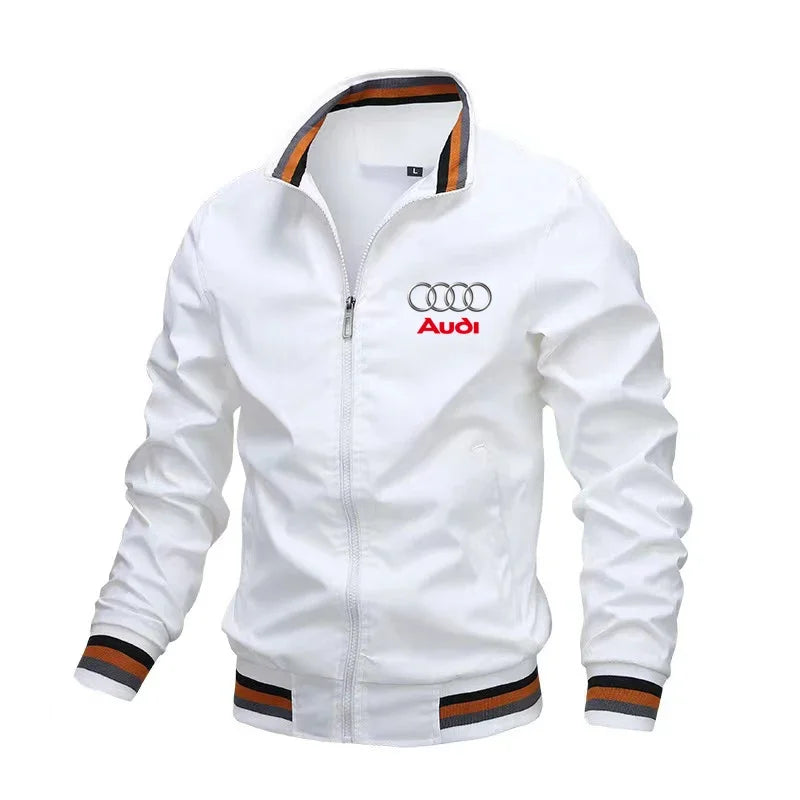 Chaqueta de motocicleta para hombre, abrigo con estampado de logotipo de coche Audi, cortavientos informal, ropa de carrera 2024