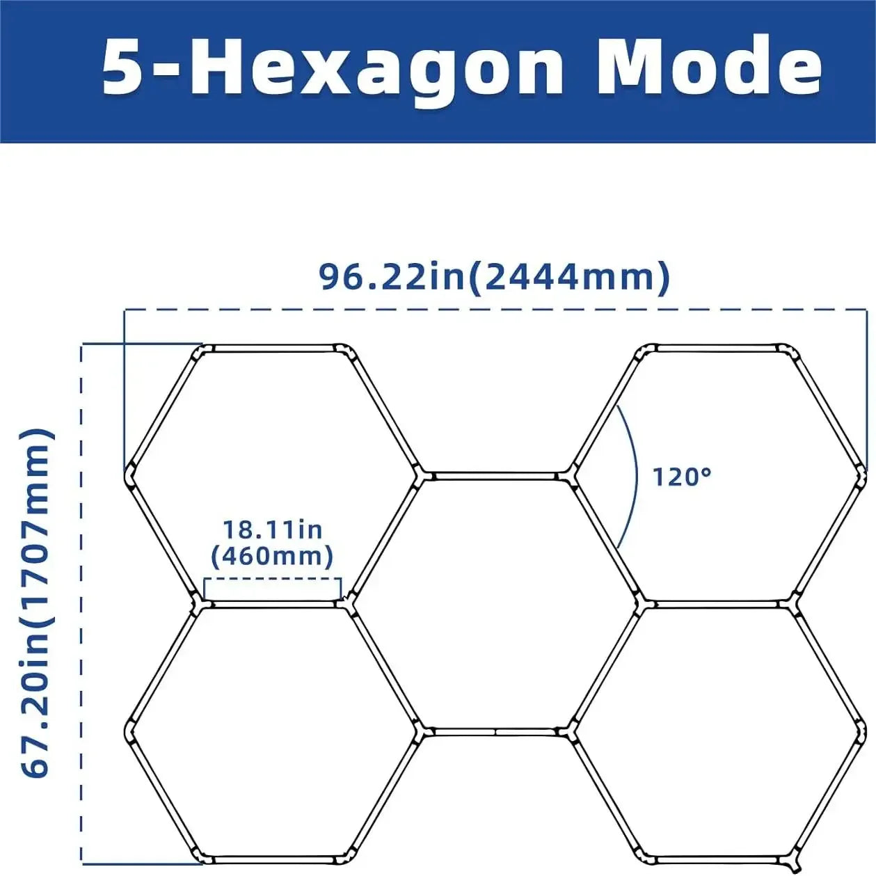 LED Hexagon Garage Light 25 Pack Honeycomb High Brightness 6500K DIY 192W, 23040LM Shop Wash Room Basement Gym Warehouse