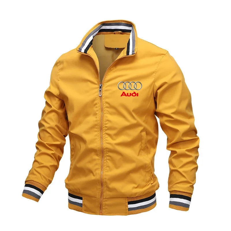 Chaqueta de motocicleta para hombre, abrigo con estampado de logotipo de coche Audi, cortavientos informal, ropa de carrera 2024