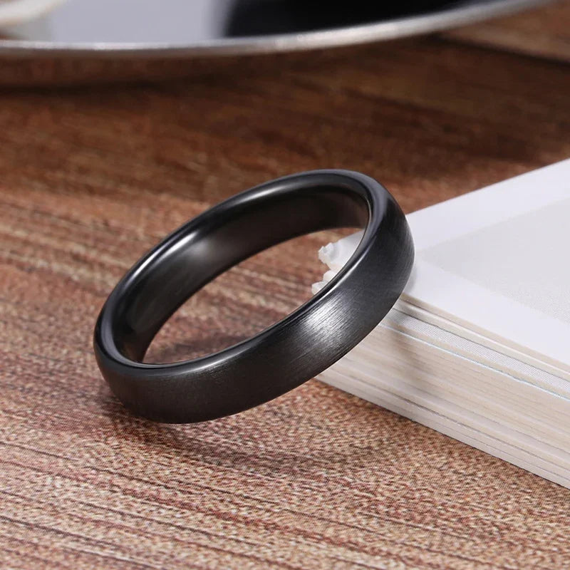 Kolmnsta Ceramic Brushed Black Ring For Men Women 4mm 6mm 8mm Wide Male Wedding Ring Matte anillos mujer Plus Size 4 to Size 14