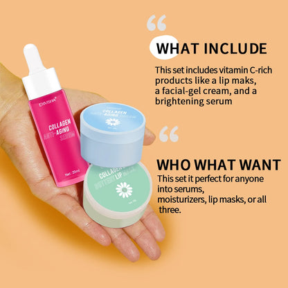 Face Skin Care Set Collagen Anti-aging Wrinkle Cream Hyaluronic Acid Lip Mask Retinol Serum Whitening Moisturizing Shrink Pores