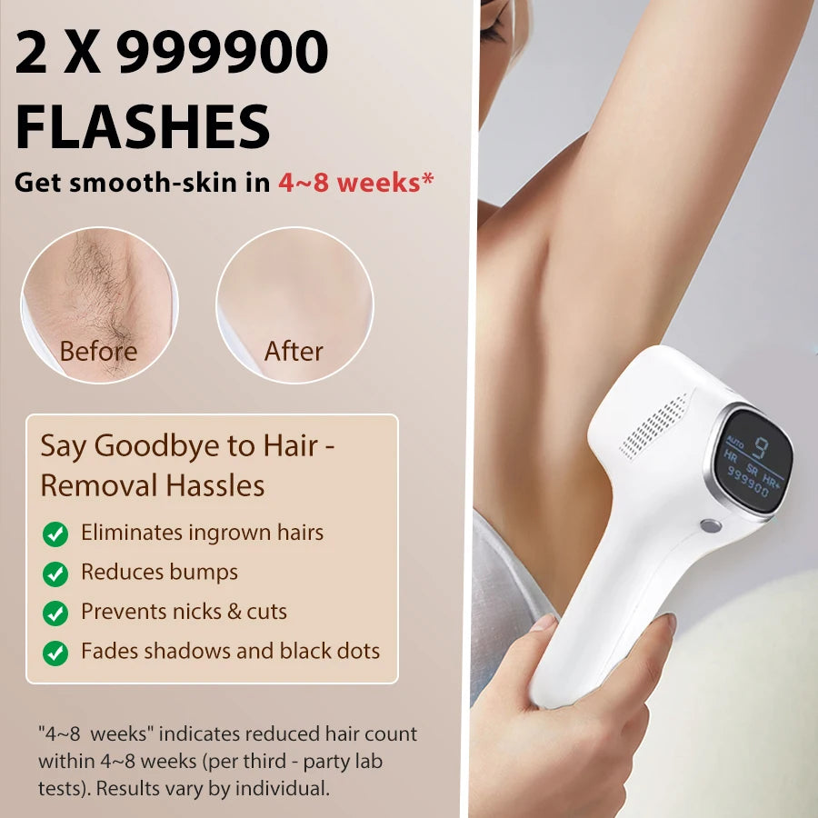 Laser Epilator 22J Permanent Painless for Facial Bikini Trimmer for Women Men Big Flash Window for Quick Safe IPL Hair Removal
