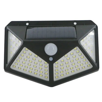 100 LED Solar Wall Lamp All Sides Luminous Motion Sensor Human Induction Courtyard Waterproof Stairs Outdoor Wall Light