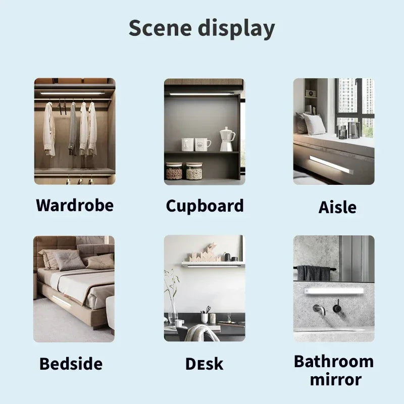 10-60cm LED Under Cabinet Lights Wireless Motion Sensor Night Light Ultra Thin Light for Kitchen Bedroom Closet Cabinet Lighting