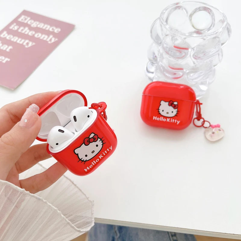 Cute Cartoon Sanrio Hello Kitty  Earphone Case For AirPods 4 1 2 3 Pro 2021 Wireless Bluetooth Headset Soft TPU Protective Cover