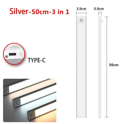 10-60cm LED Under Cabinet Lights Wireless Motion Sensor Night Light Ultra Thin Light for Kitchen Bedroom Closet Cabinet Lighting