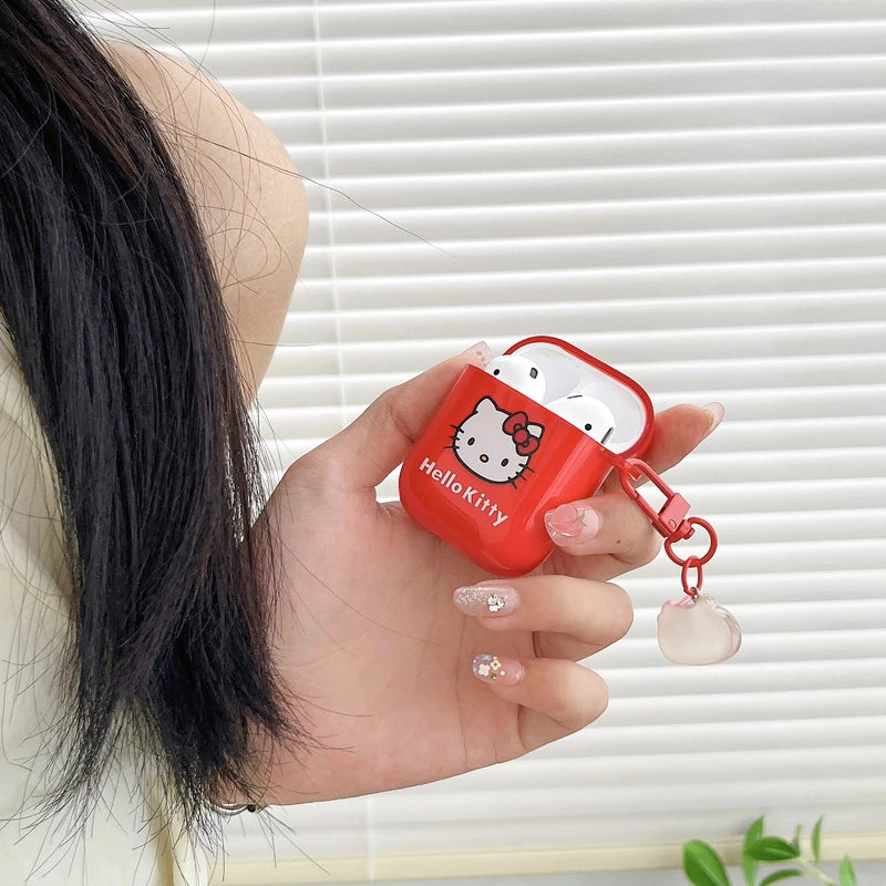 Cute Cartoon Sanrio Hello Kitty  Earphone Case For AirPods 4 1 2 3 Pro 2021 Wireless Bluetooth Headset Soft TPU Protective Cover