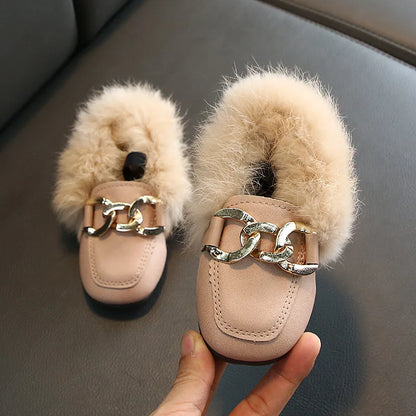 zapatos niñaChild leather shoes plush boy cotton shoe soft soled princess shoe winter new warm girl Mary Jane shoes child shoes