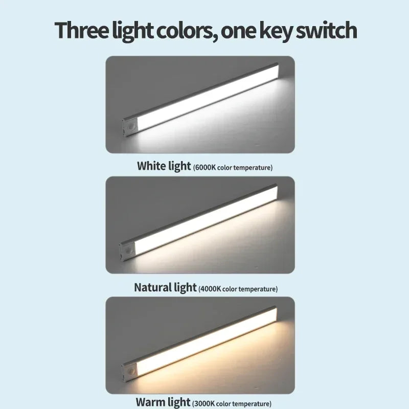 10-60cm LED Under Cabinet Lights Wireless Motion Sensor Night Light Ultra Thin Light for Kitchen Bedroom Closet Cabinet Lighting