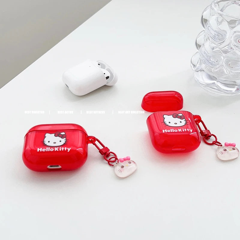 Cute Cartoon Sanrio Hello Kitty  Earphone Case For AirPods 4 1 2 3 Pro 2021 Wireless Bluetooth Headset Soft TPU Protective Cover