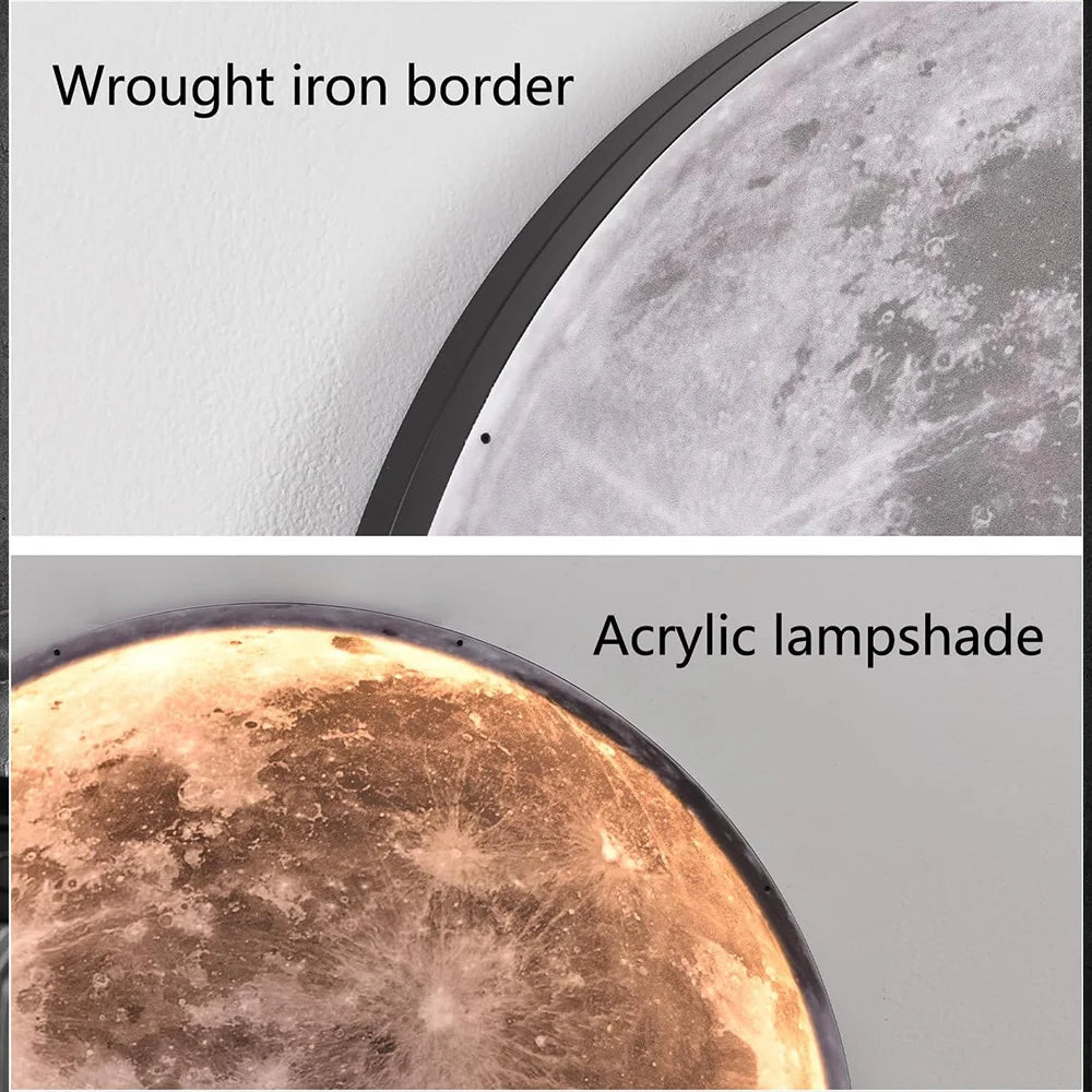 Modern 3D Moon Led Wall Lamp Living Room Background Light Home Decor Lamparas Bedroom Bedside Lighting Corridor Sconce Luminaire