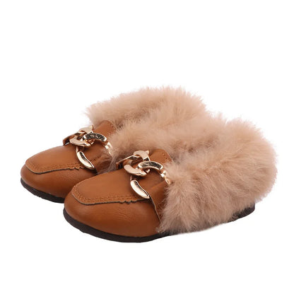 zapatos niñaChild leather shoes plush boy cotton shoe soft soled princess shoe winter new warm girl Mary Jane shoes child shoes