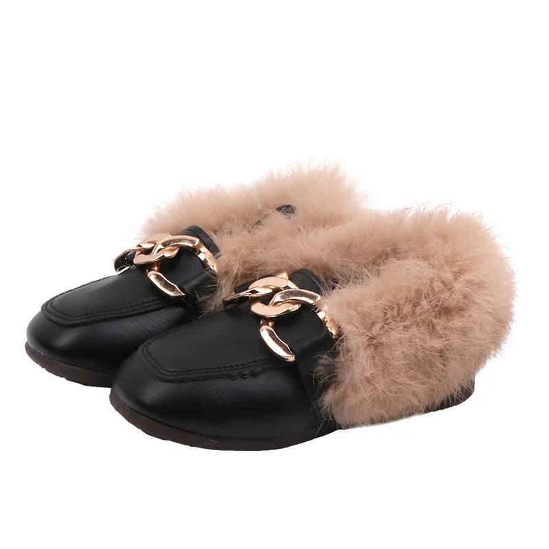 zapatos niñaChild leather shoes plush boy cotton shoe soft soled princess shoe winter new warm girl Mary Jane shoes child shoes