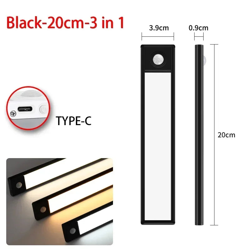 10-60cm LED Under Cabinet Lights Wireless Motion Sensor Night Light Ultra Thin Light for Kitchen Bedroom Closet Cabinet Lighting