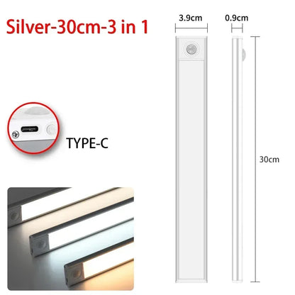 10-60cm LED Under Cabinet Lights Wireless Motion Sensor Night Light Ultra Thin Light for Kitchen Bedroom Closet Cabinet Lighting