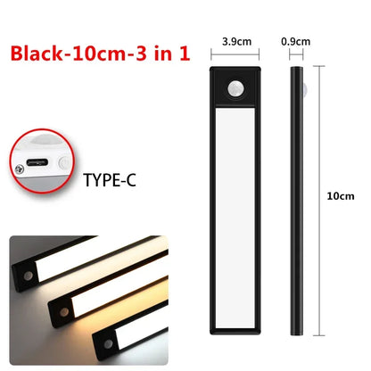 10-60cm LED Under Cabinet Lights Wireless Motion Sensor Night Light Ultra Thin Light for Kitchen Bedroom Closet Cabinet Lighting