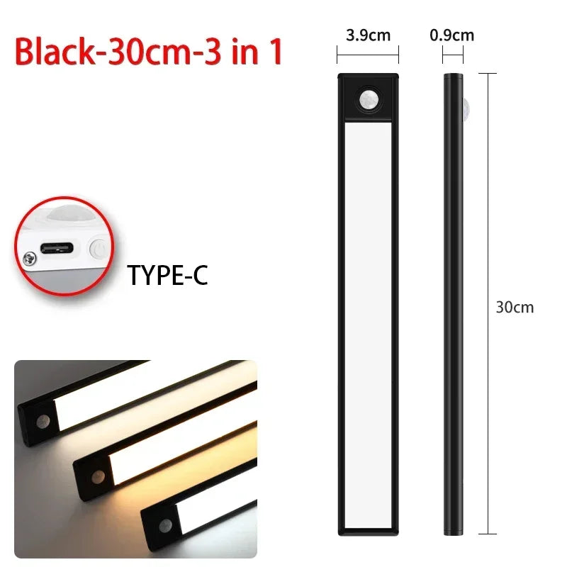 10-60cm LED Under Cabinet Lights Wireless Motion Sensor Night Light Ultra Thin Light for Kitchen Bedroom Closet Cabinet Lighting
