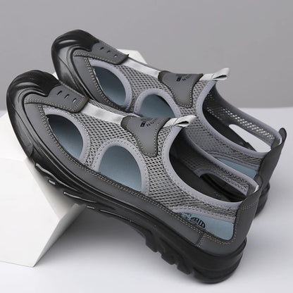New Summer Sandals Breathable Men Shoes Mesh Outdoor Men Hollow Sandals Antiskid Beach Sandals Flats Footwear Zapatillas Hombre