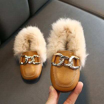 zapatos niñaChild leather shoes plush boy cotton shoe soft soled princess shoe winter new warm girl Mary Jane shoes child shoes