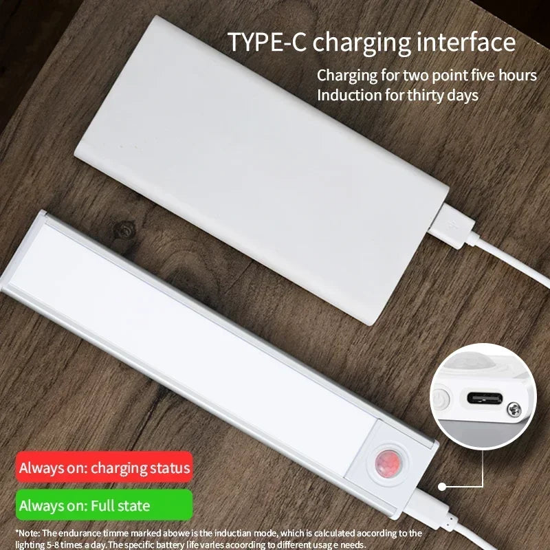 10-60cm LED Under Cabinet Lights Wireless Motion Sensor Night Light Ultra Thin Light for Kitchen Bedroom Closet Cabinet Lighting