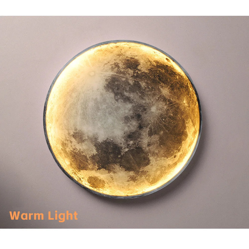 Modern 3D Moon Led Wall Lamp Living Room Background Light Home Decor Lamparas Bedroom Bedside Lighting Corridor Sconce Luminaire
