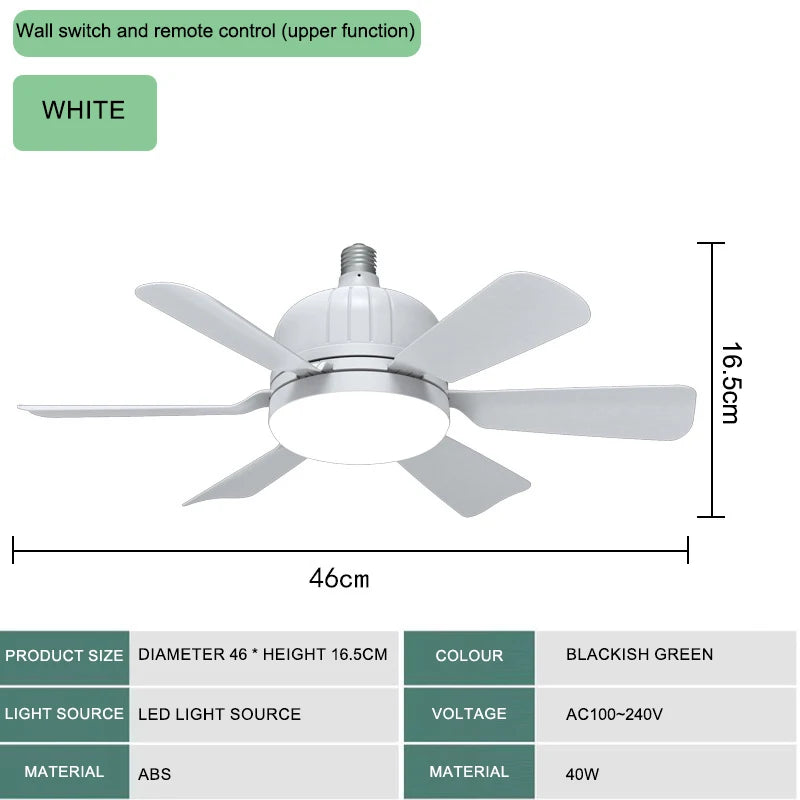 e27 socket fan light ventilador luz led de techo AC hogar cooling cold  home cocina celling living room ampoule ventilateur fan