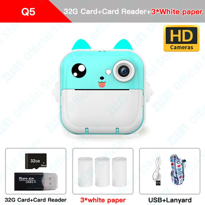 Children 1080P HD Digital Camera Toys Instant Print for Kids Thermal Print Camera Instant Print Photo Video With 32G Memory Card